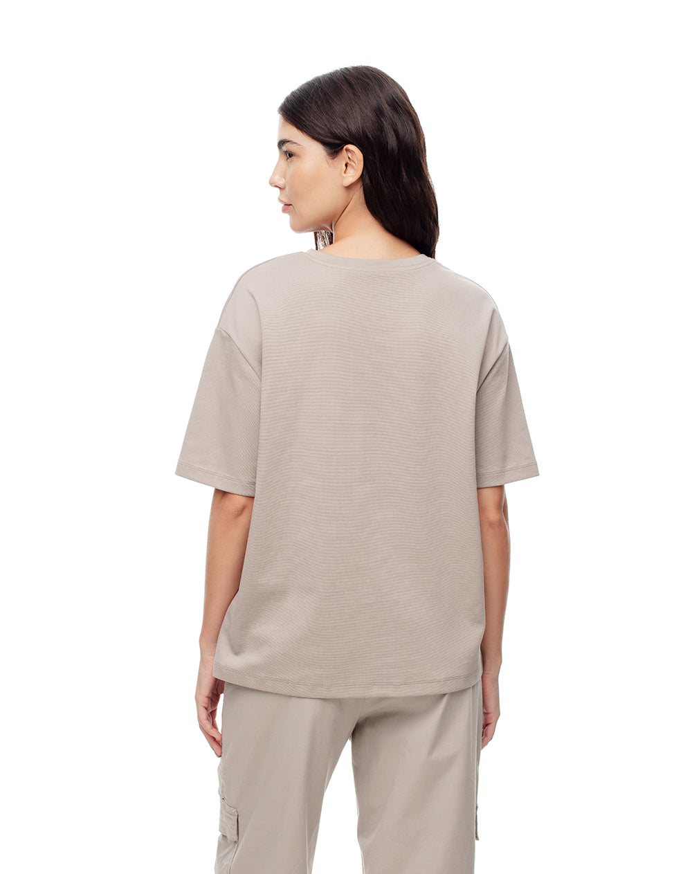 Camiseta oversized fit manga corta taupe