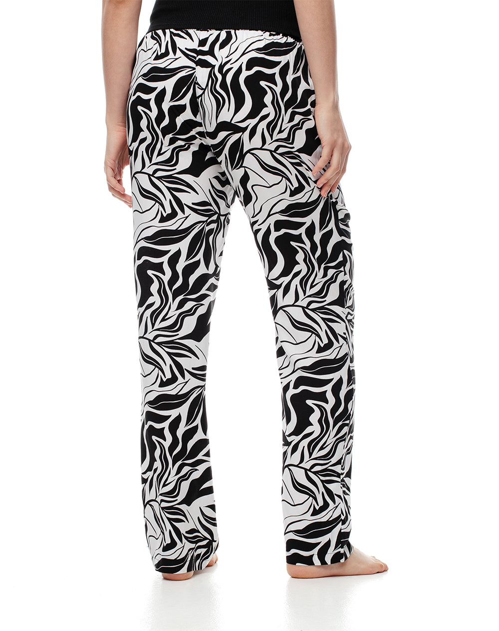 Pantalón regular fit tiro medio blanco estampado