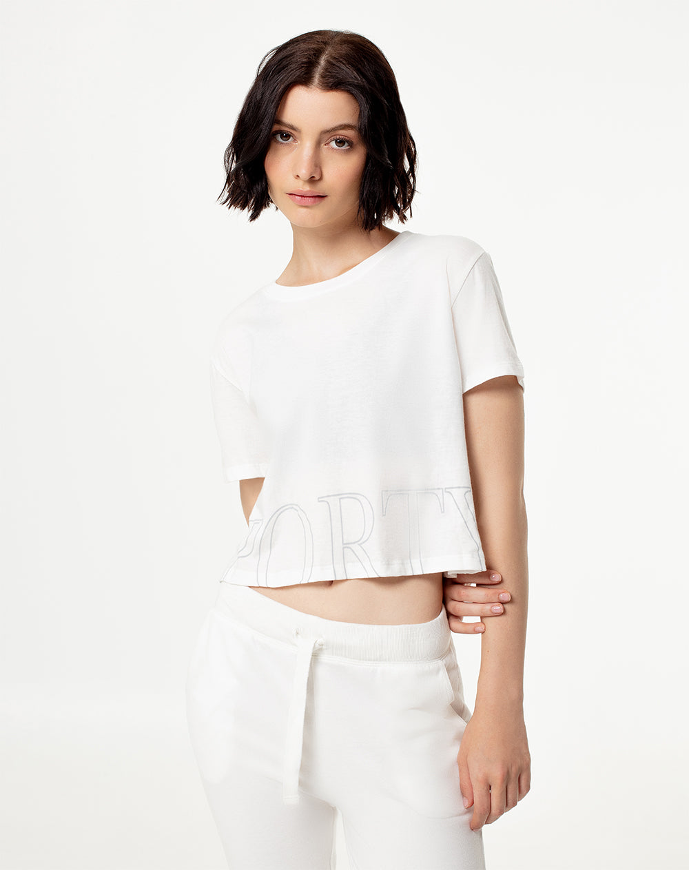 Camiseta Lite cropped fit manga corta blanca