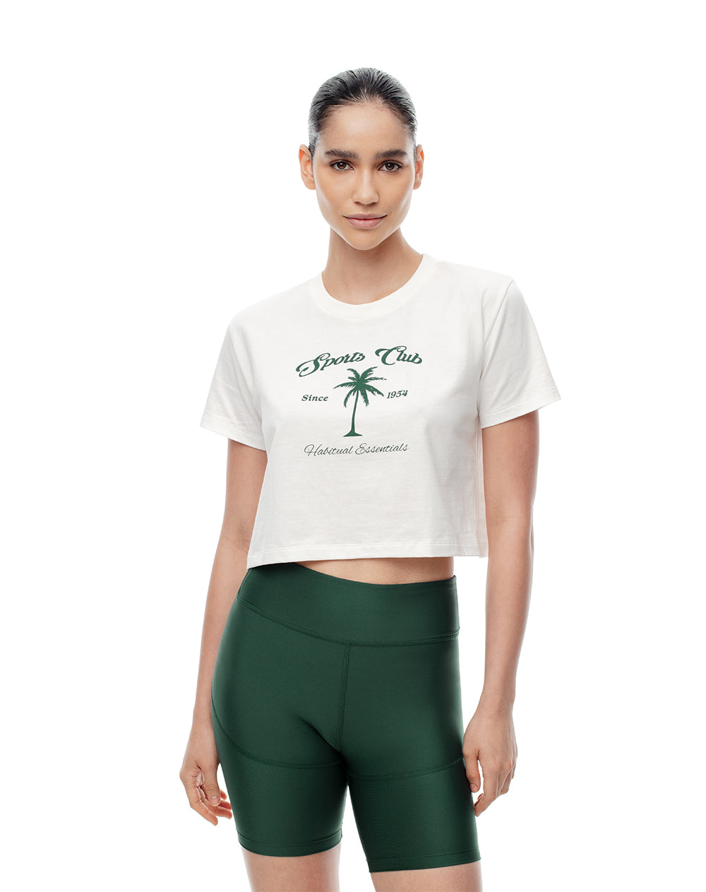 Camiseta cropped fit manga corta blanca