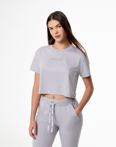 Camiseta Lite cropped fit manga corta gris