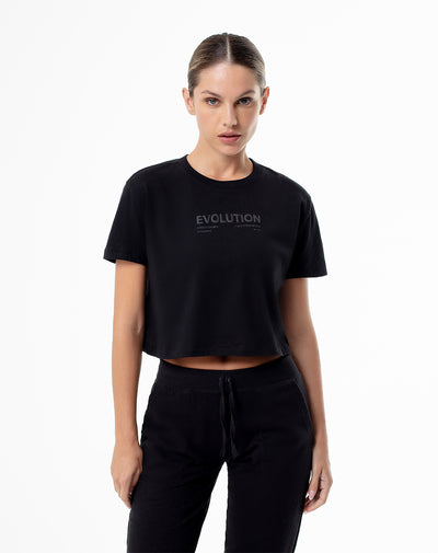 Camiseta Lite cropped fit manga corta negra