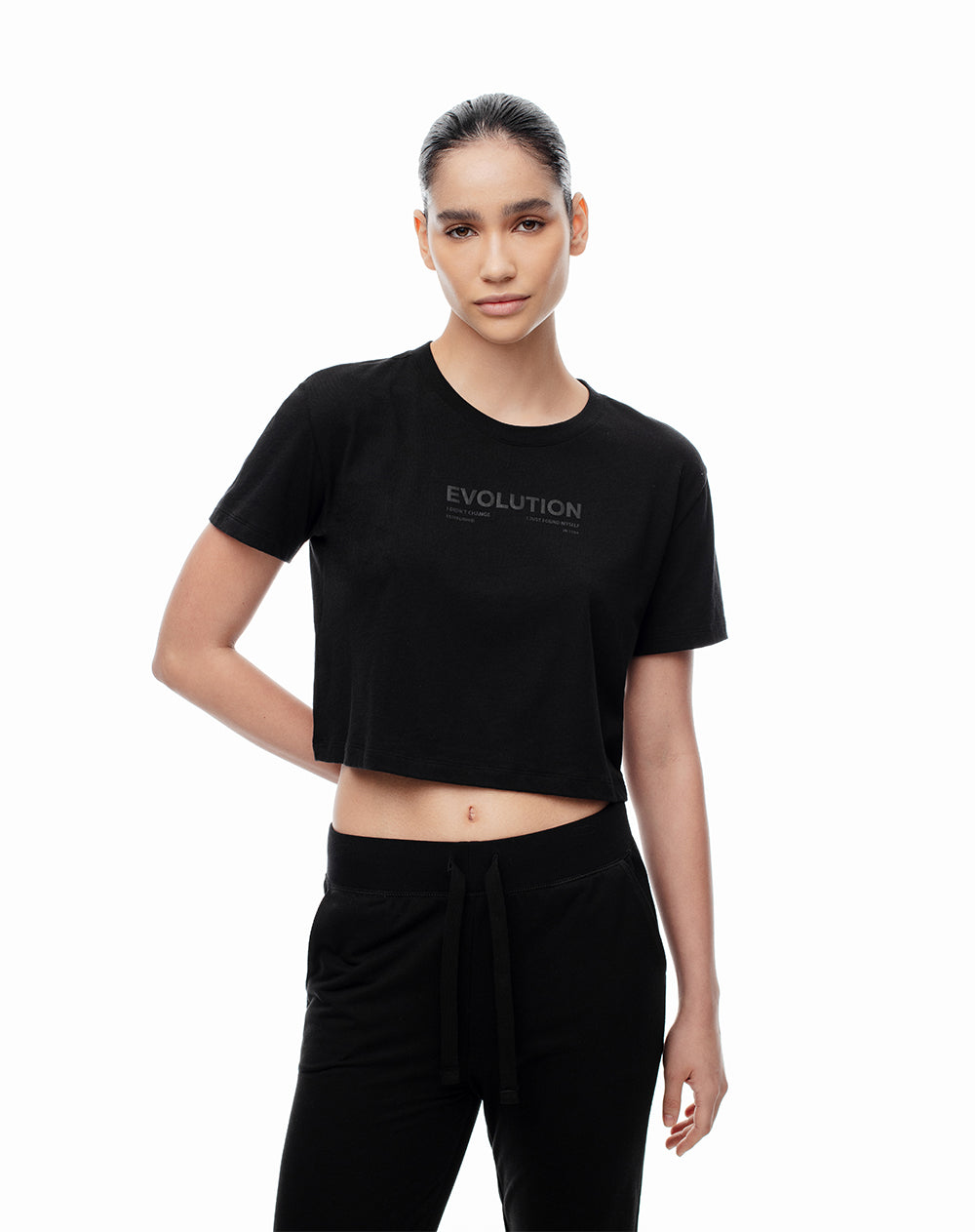 Camiseta Lite cropped fit manga corta negra