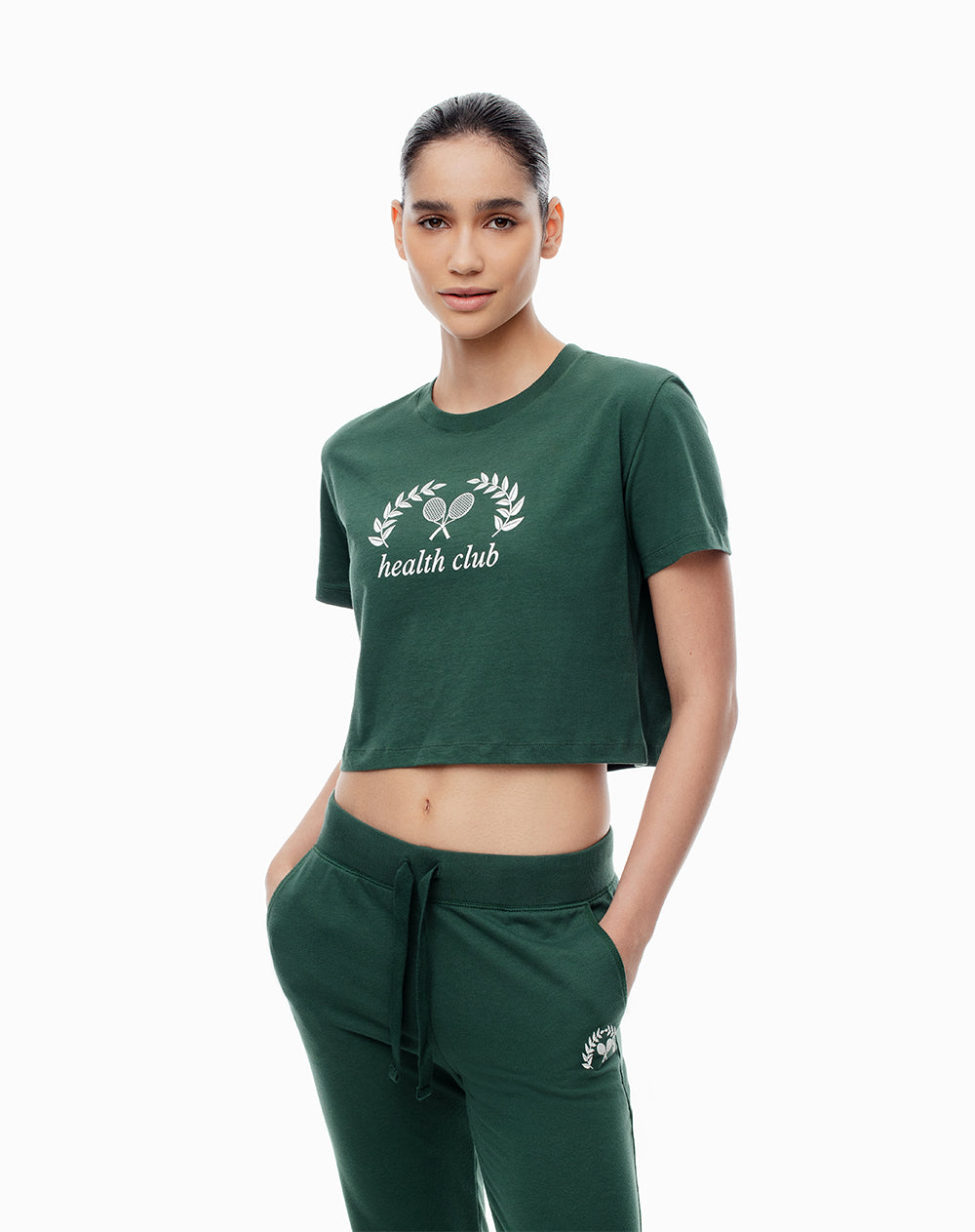 Camiseta cropped fit manga corta verde