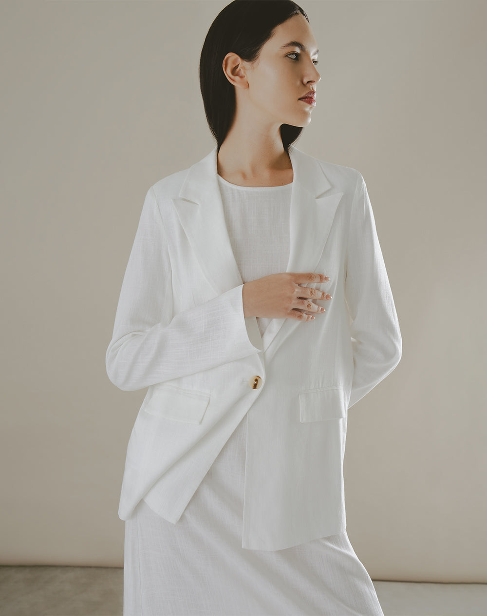 Chaqueta regular fit sin capucha blanca