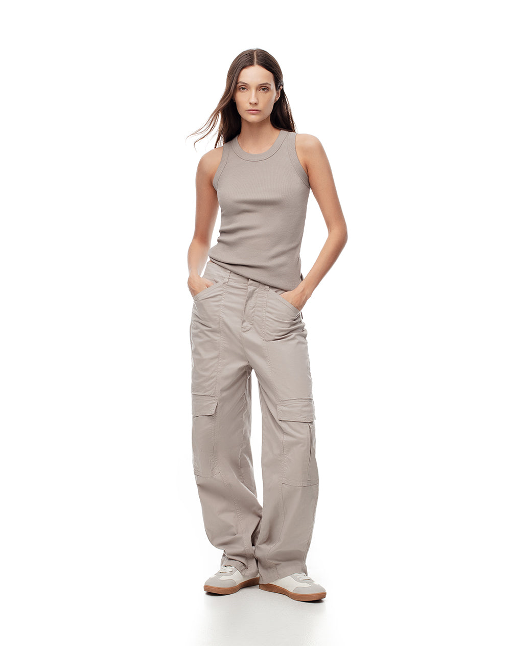 Cargo Lolu regular fit tiro medio gris