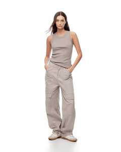 Cargo Lolu regular fit tiro medio gris