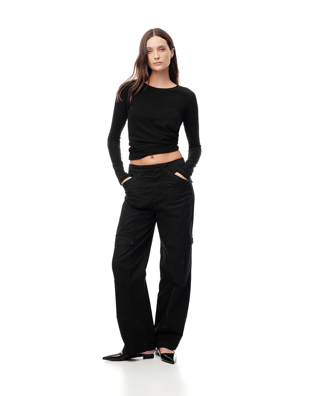 Cargo Lolu regular fit tiro medio negro