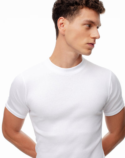 Camiseta slim fit manga corta blanca