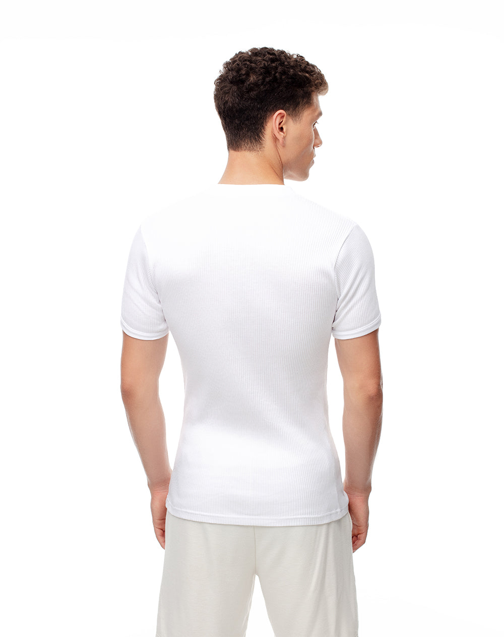 Camiseta slim fit manga corta blanca