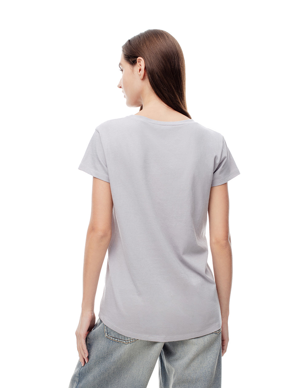 Camiseta regular fit manga 3/4 gris