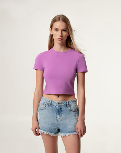 Camiseta Lovit slim fit manga corta morada