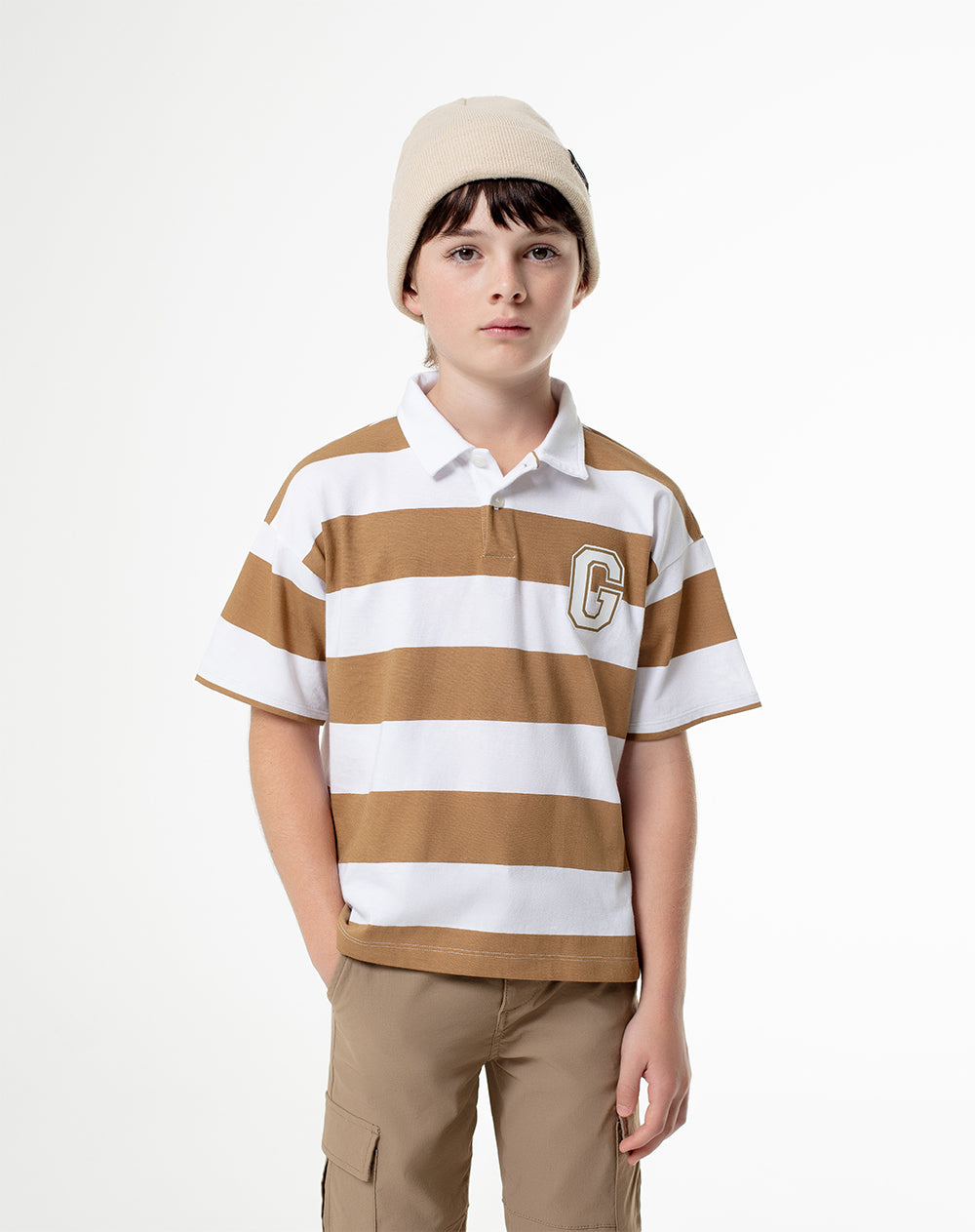 Polo Loway regular fit habana con rayas