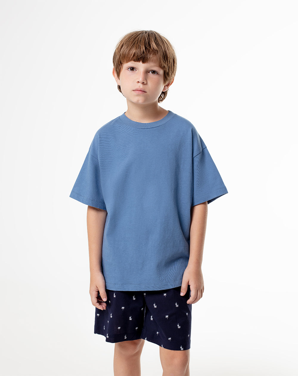 Pijama regular fit manga corta azul