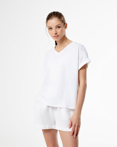 Camiseta regular fit manga corta blanca