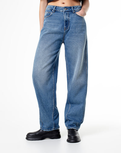 Jean baggy fit tiro alto indigo medio