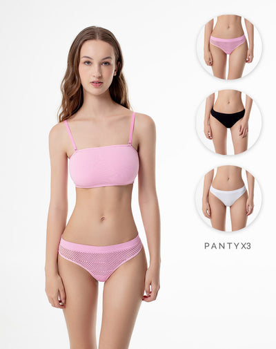 3 pantys Lujuy brasilero en seamless tiro medio surtido