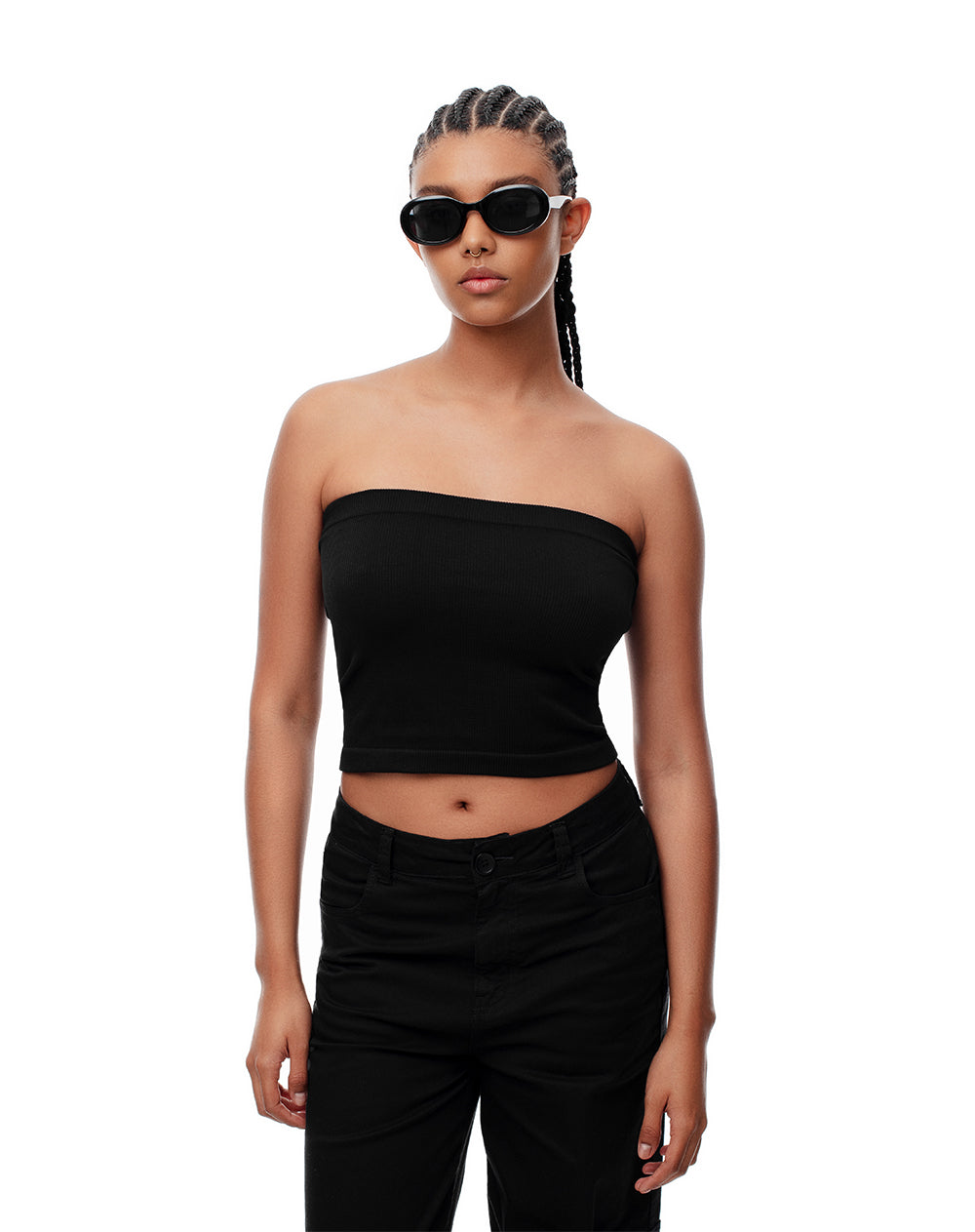 Crop top strapless negro