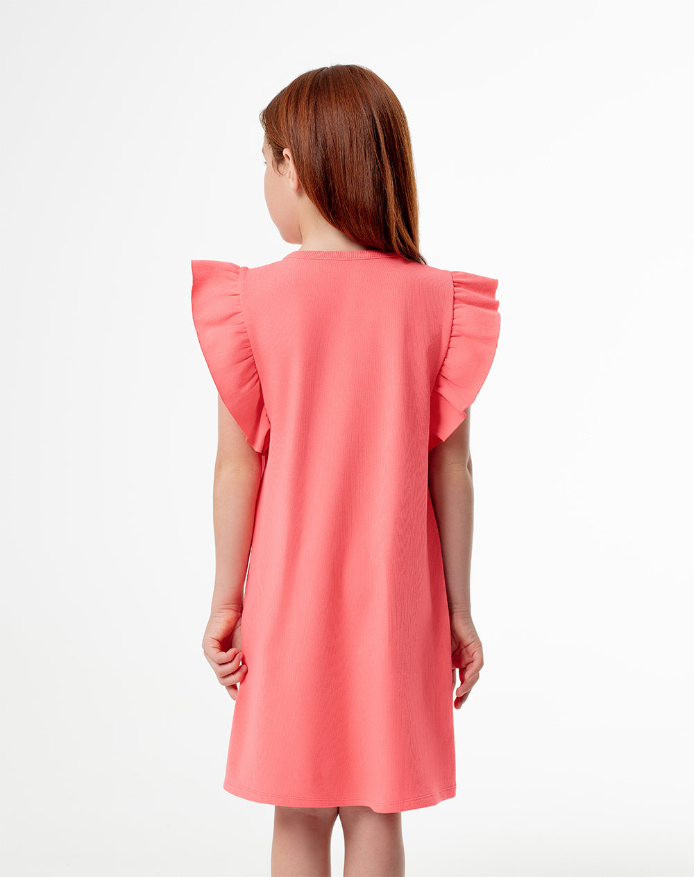 Vestido medio en rib coral