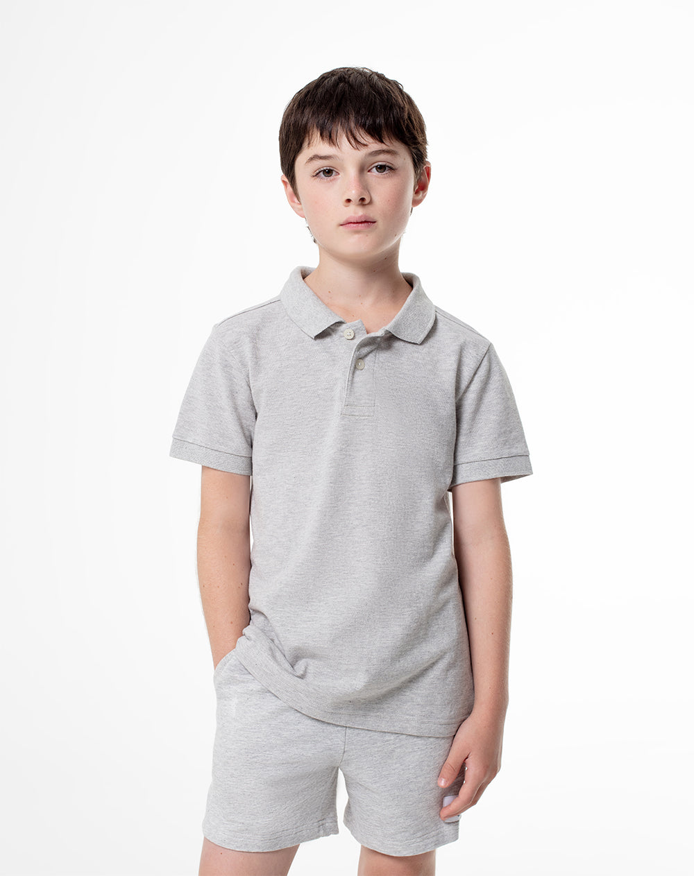 Polo regular fit gris jaspeada