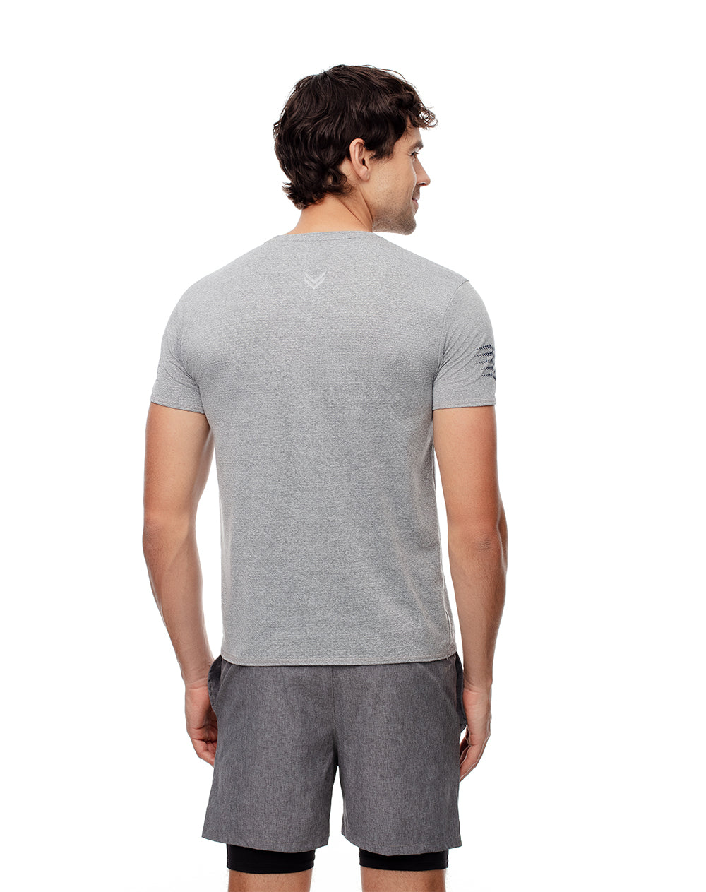 Camiseta slim fit manga corta gris jaspeada