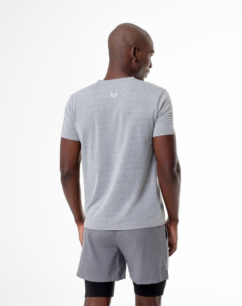 Camiseta slim fit manga corta gris jaspeada