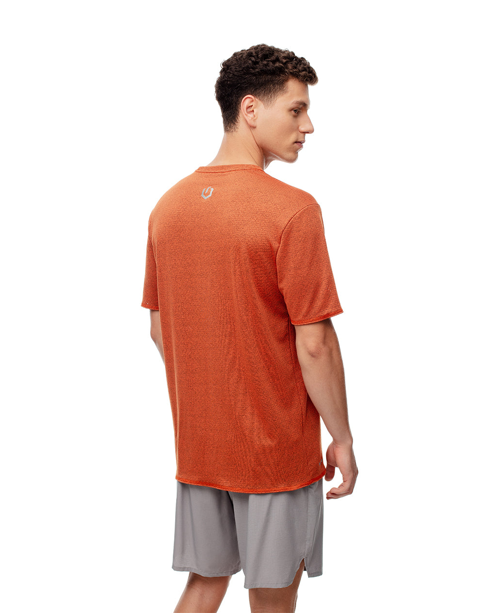 Camiseta slim fit manga corta naranja jaspe