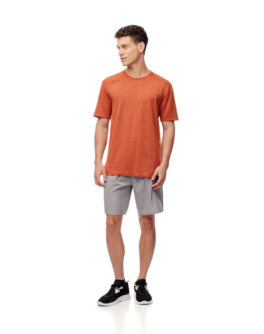 Camiseta slim fit manga corta naranja jaspe