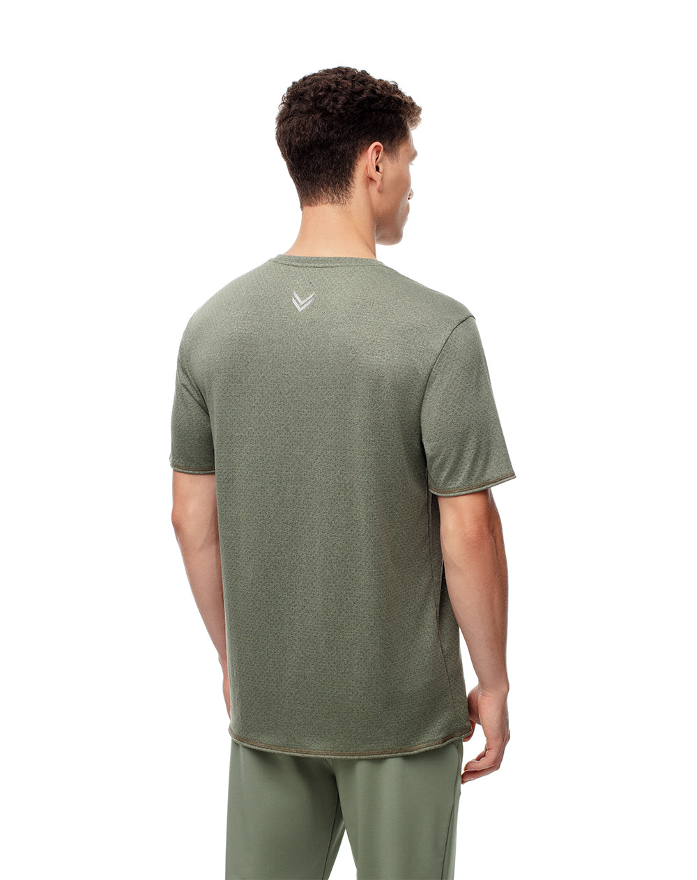 Camiseta slim fit manga corta verde jaspeada