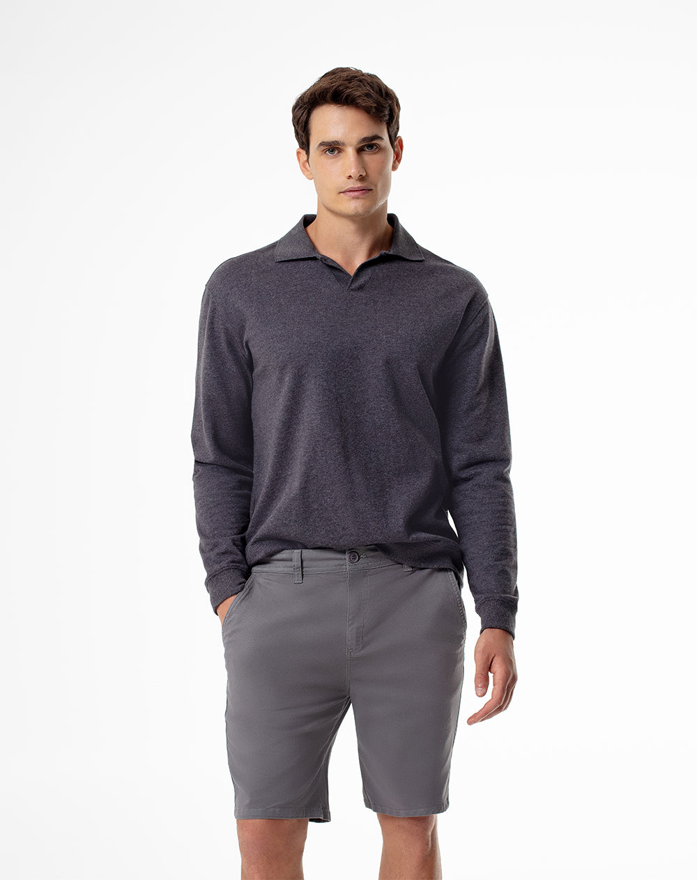 Bermuda regular fit en drill gris