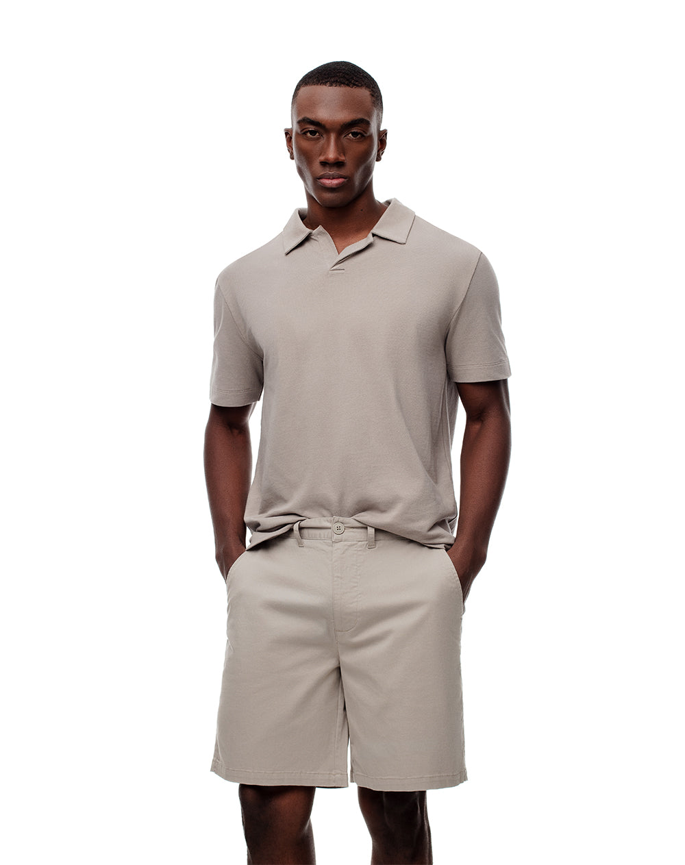 Bermuda regular fit en drill taupe