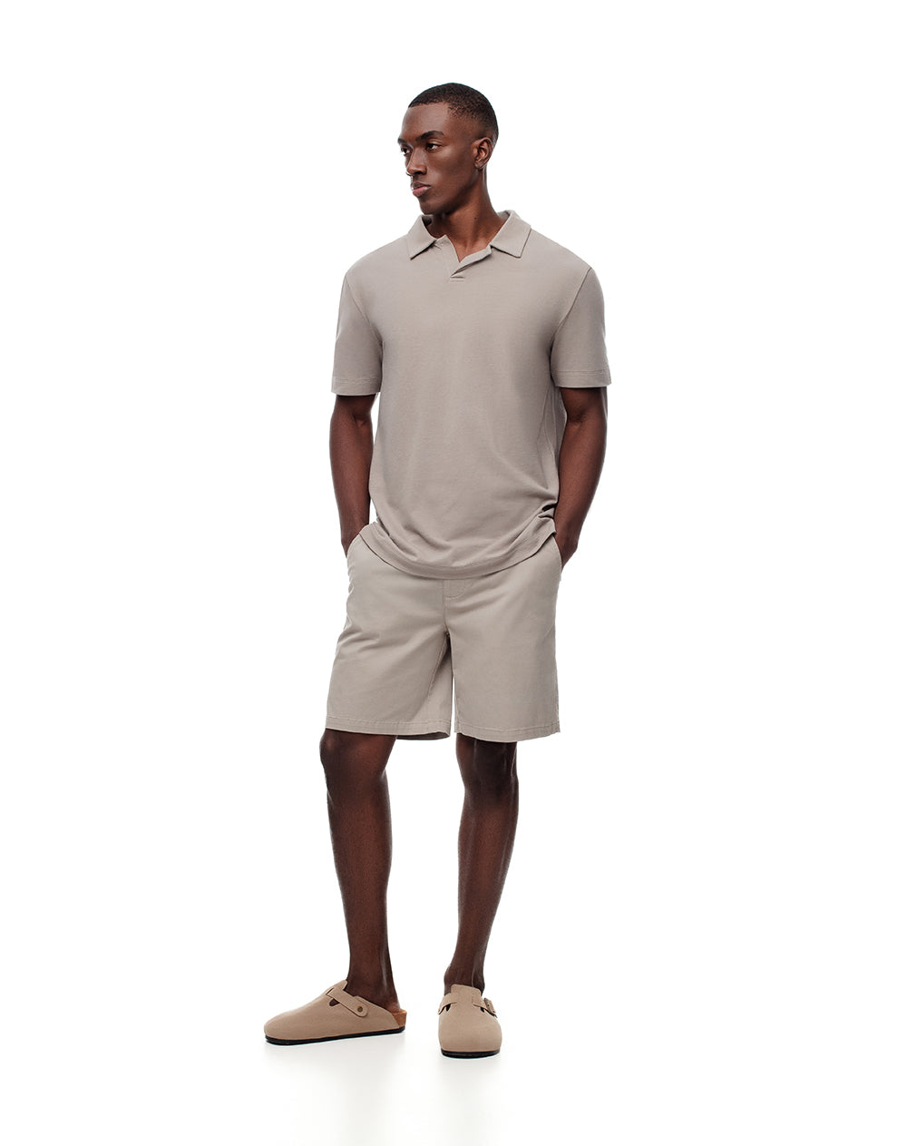 Bermuda regular fit en drill taupe