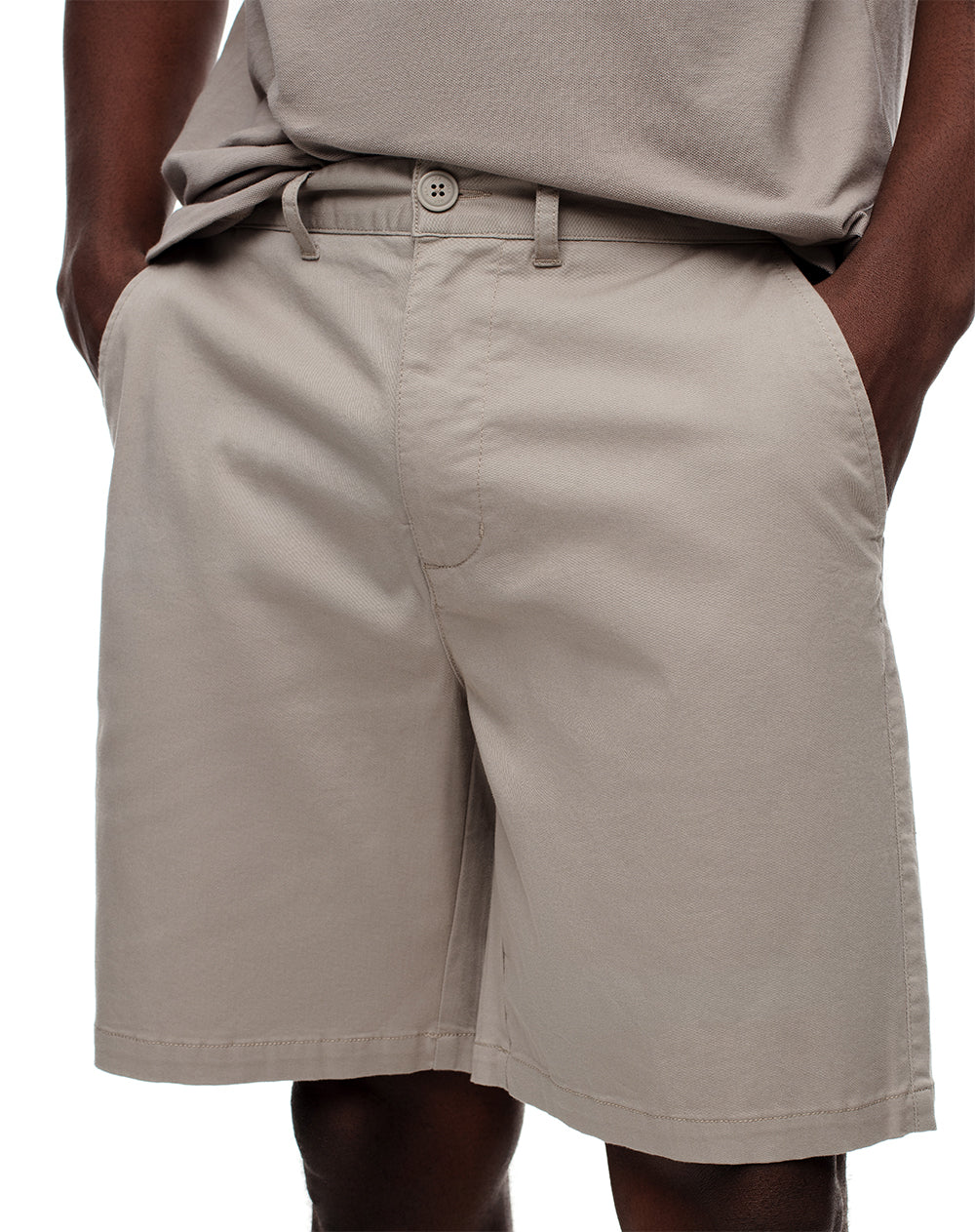 Bermuda regular fit en drill taupe