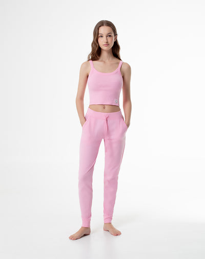 Pantalón slim fit tiro medio rosado