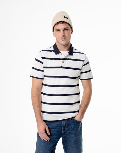 Polo slim fit azul con rayas