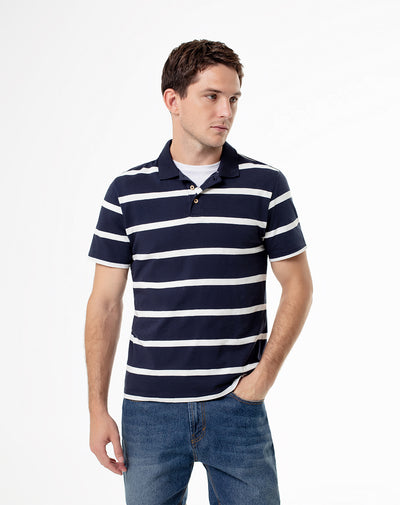 Polo slim fit azul con rayas