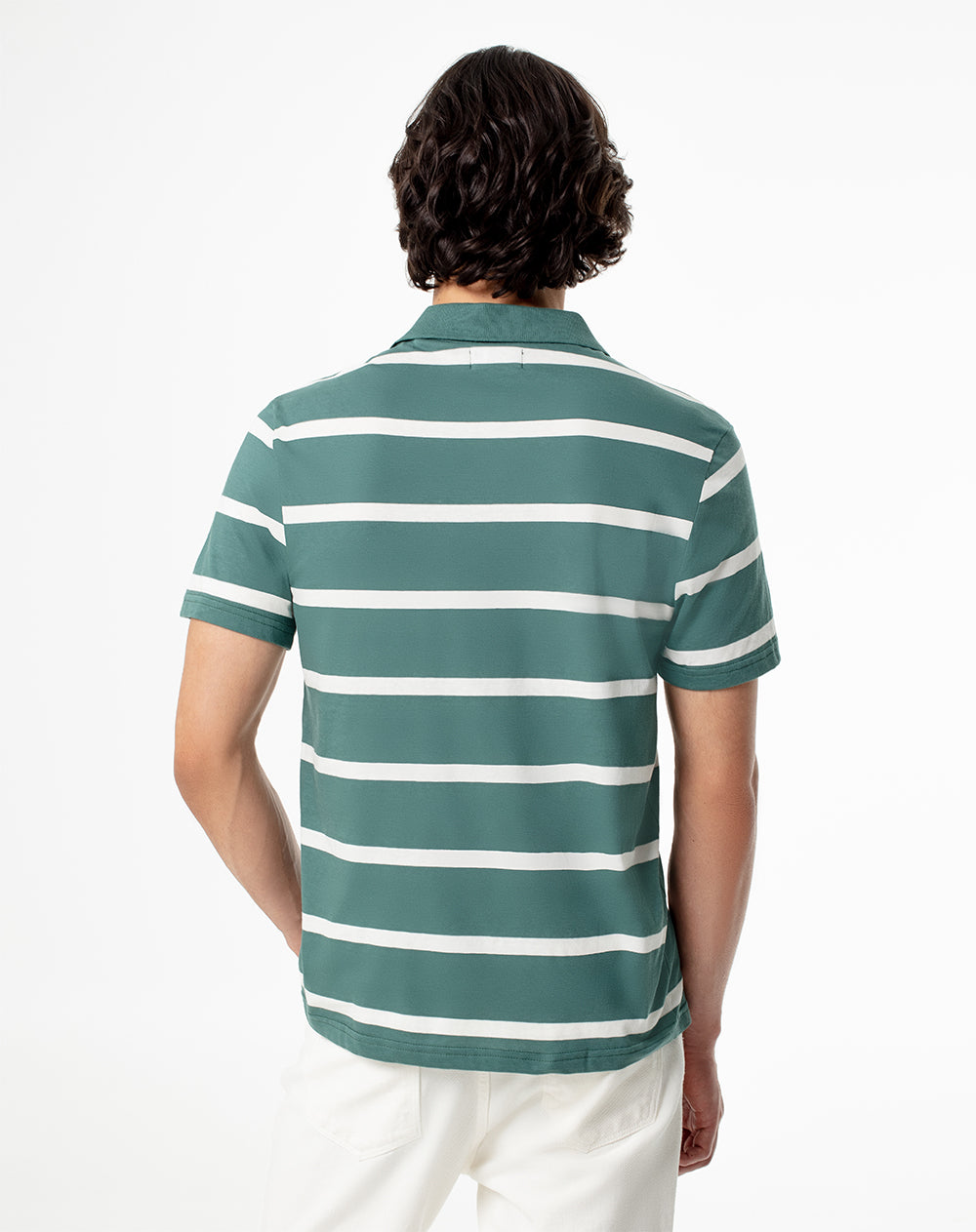 Polo slim fit verde con rayas