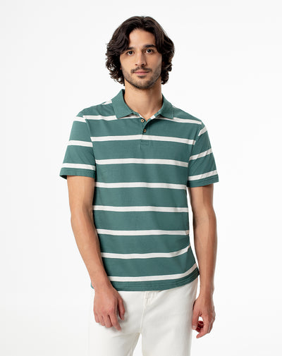 Polo slim fit verde con rayas