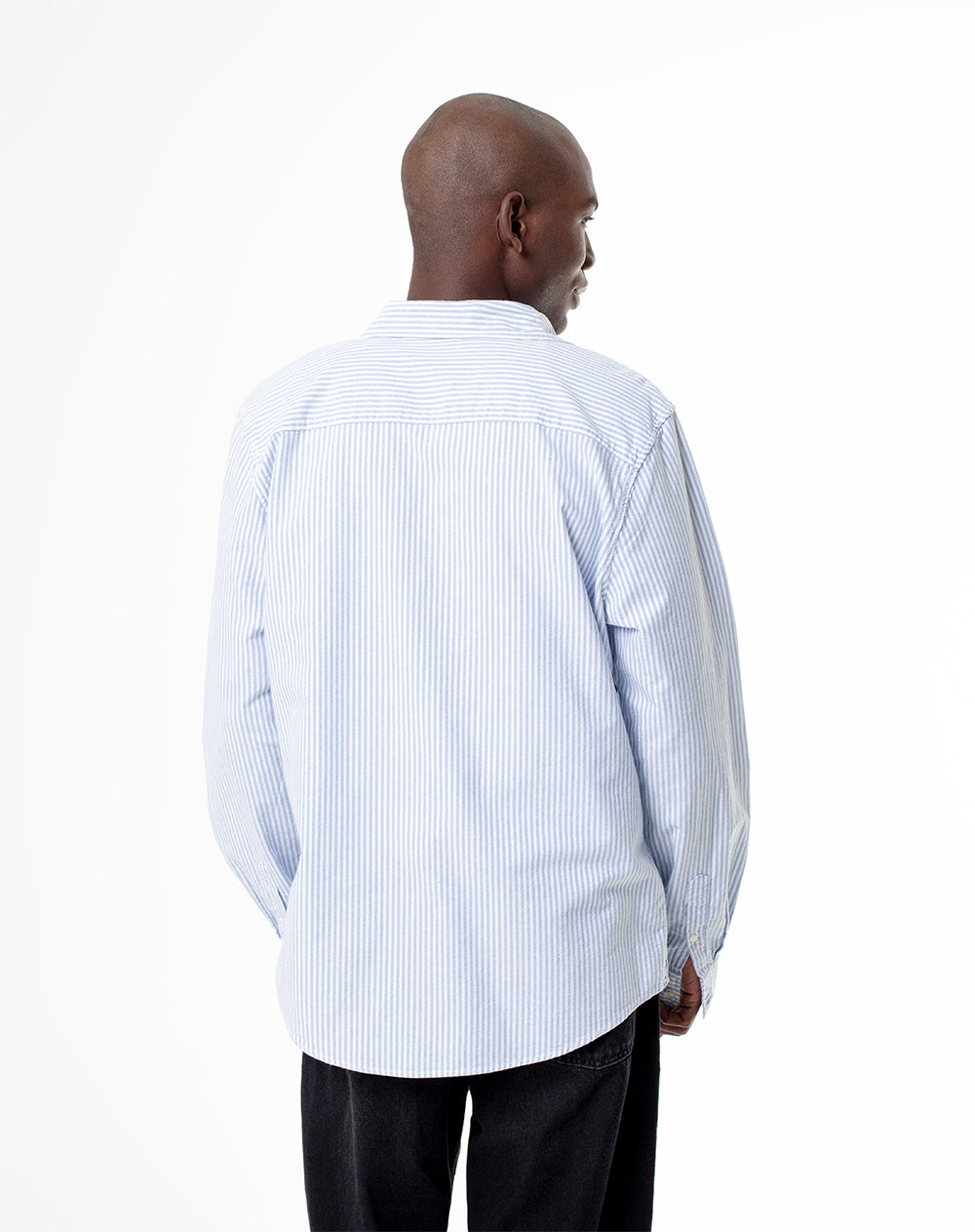 Camisa slim fit manga larga azul con rayas