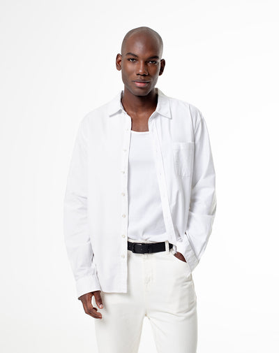 Camisa Modri Modri slim fit manga larga blanca