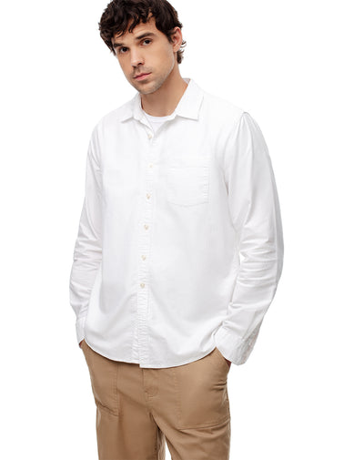 Camisa slim fit manga larga blanca