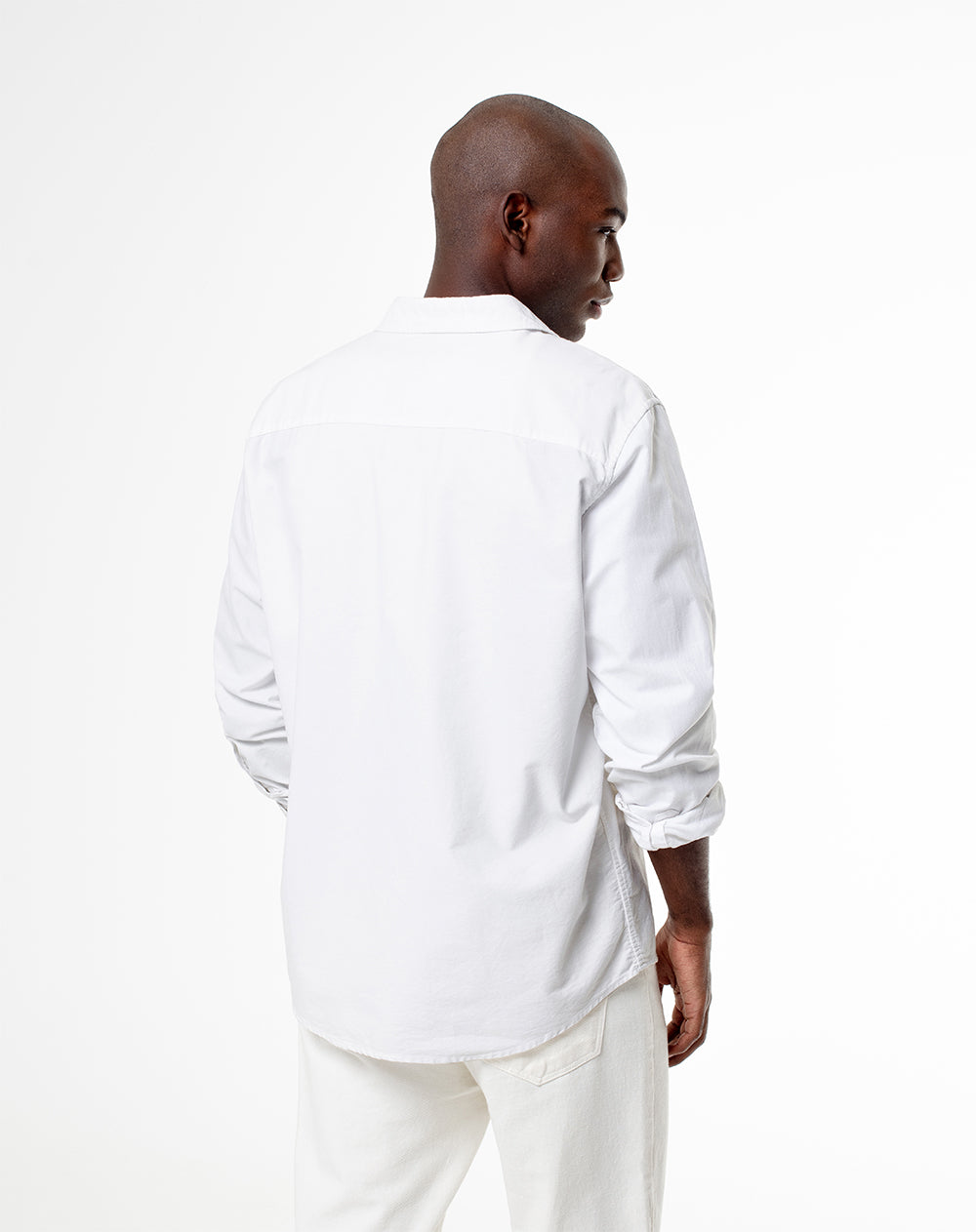 Camisa slim fit manga larga blanca