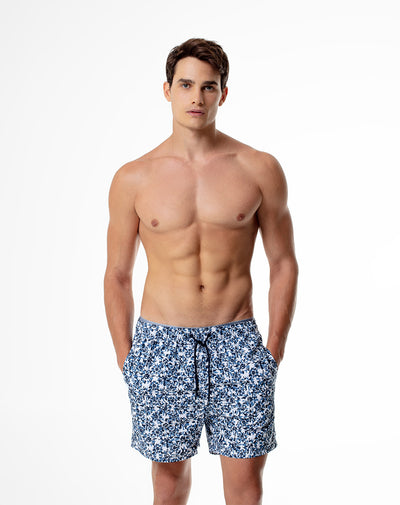 Pantaloneta azul estampado