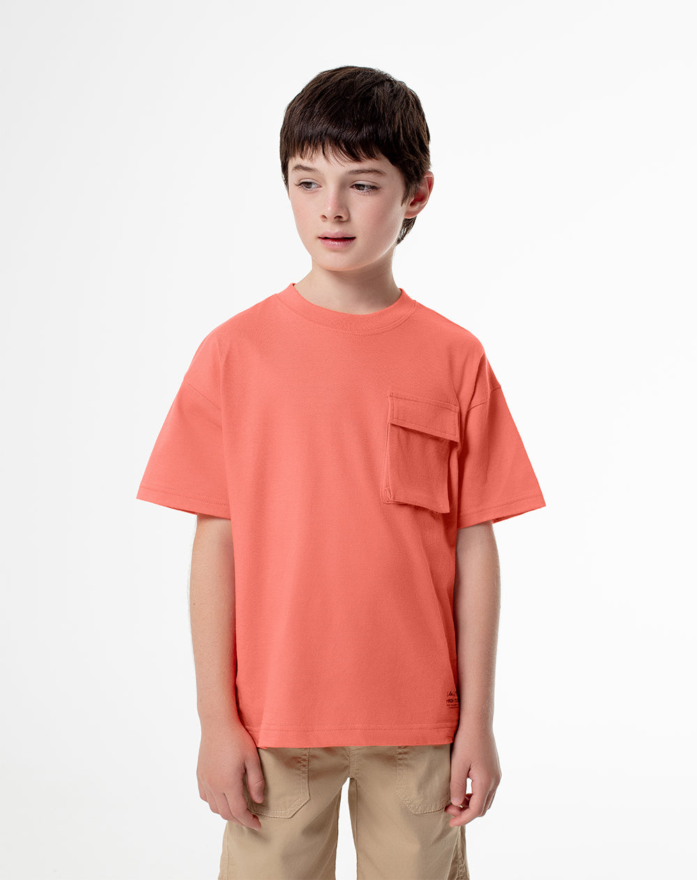Camiseta regular fit manga corta coral