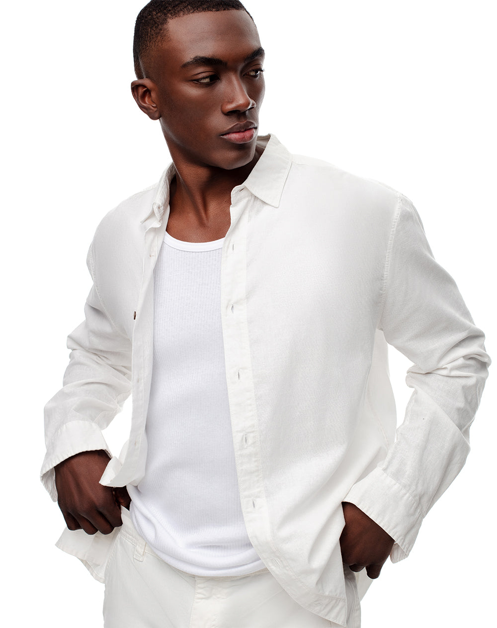 Camisa regular fit manga larga blanca