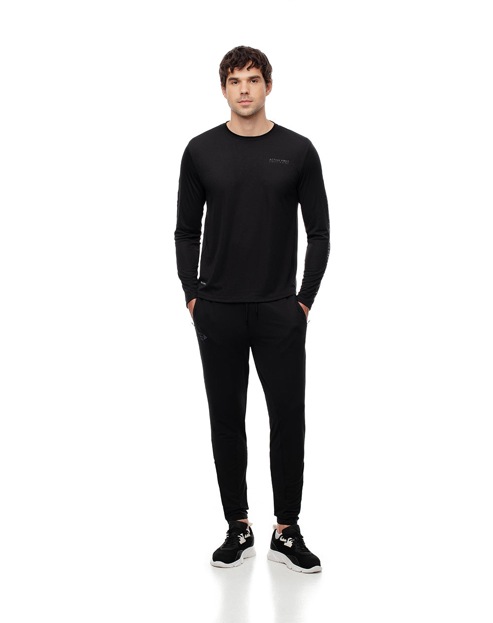 Jogger regular fit tiro medio negro