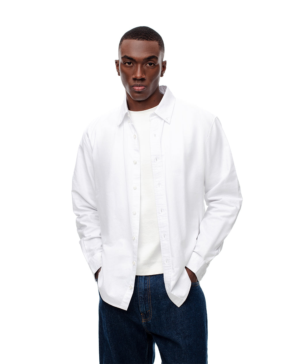 Camisa regular fit manga larga blanca