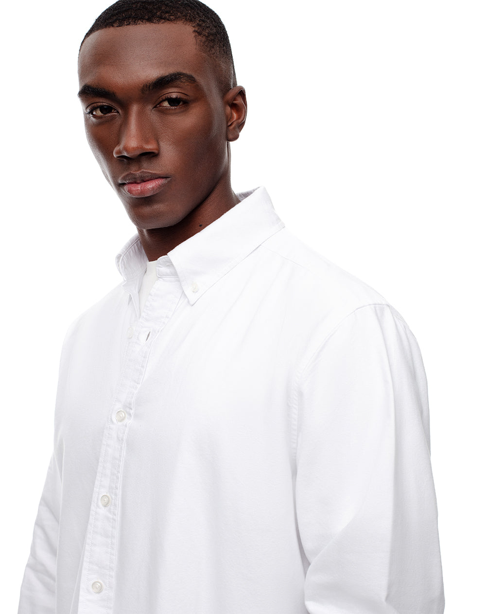 Camisa slim fit manga larga blanca