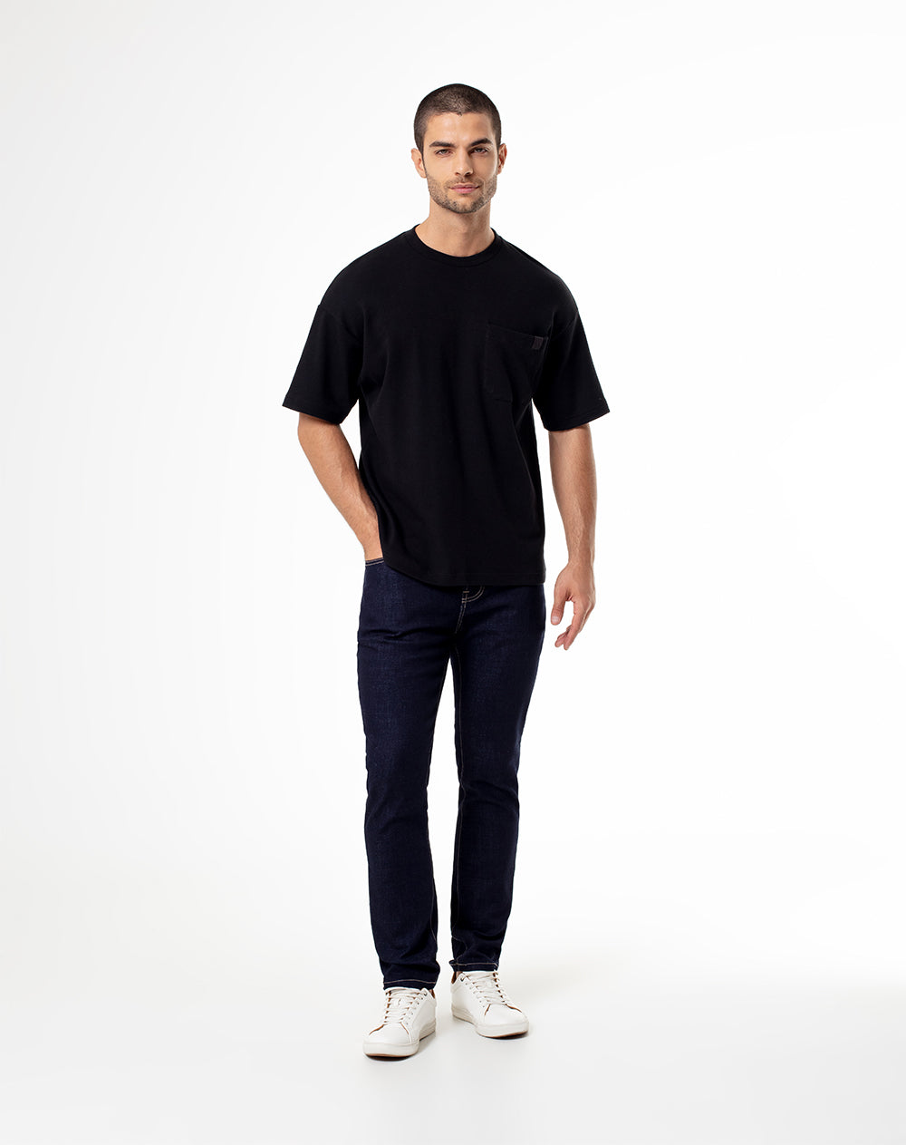 Jean skinny fit tiro medio indigo oscuro