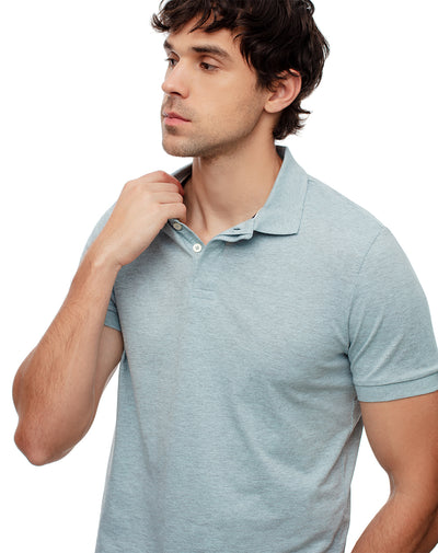 Polo slim fit azul jaspeada